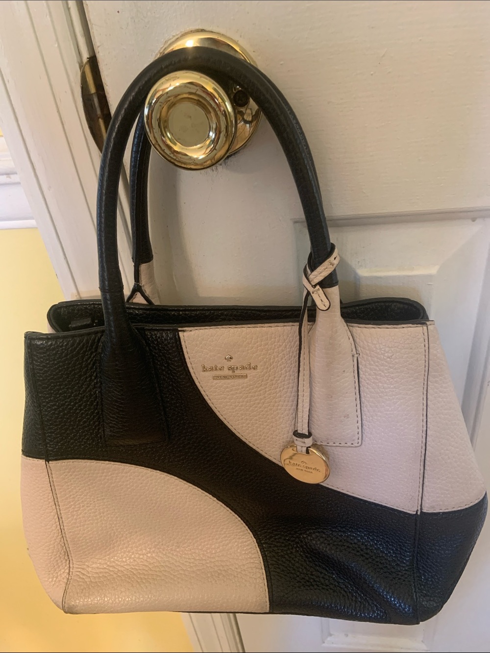 kate spade Black and Cream Colorblock Leather Handbag or Crossbody